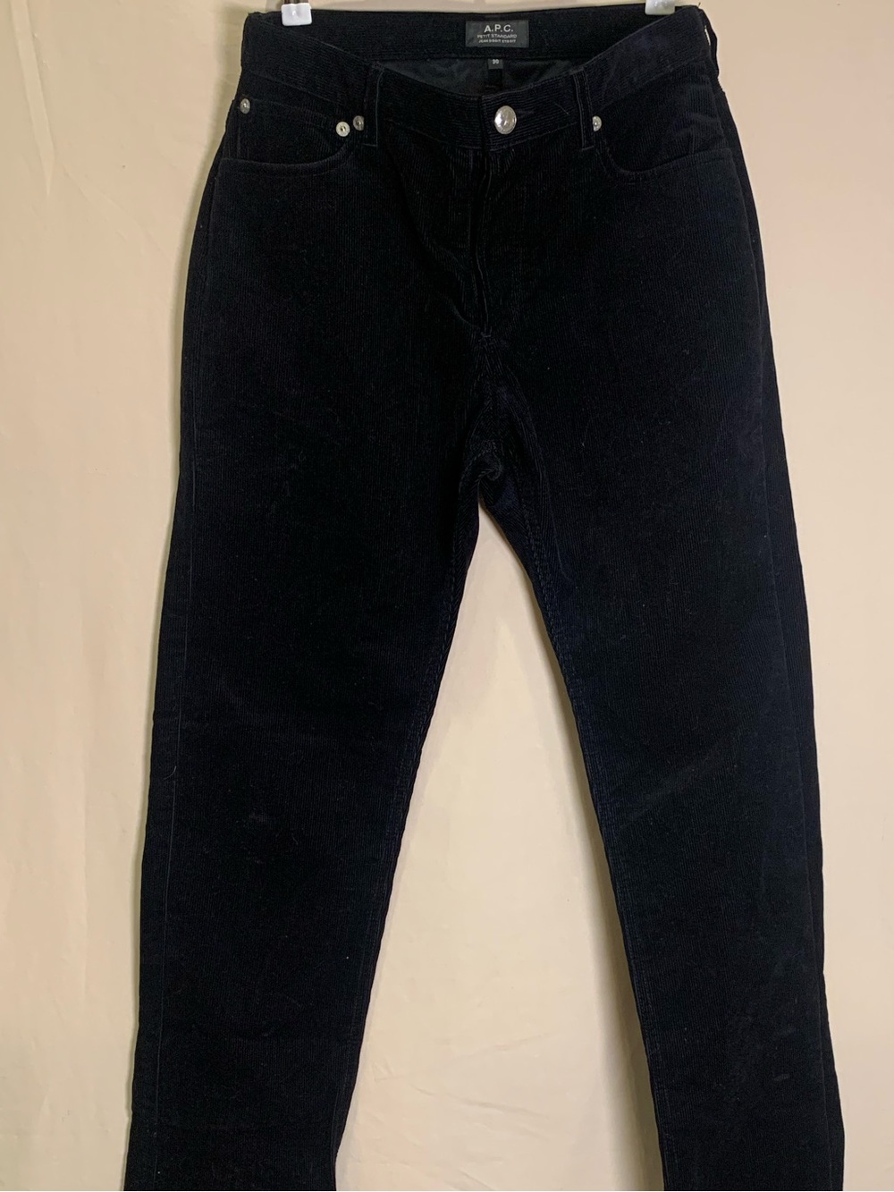 A.P.C. Petit Standard Black Corduroy Jeans Size 30 Straight Leg